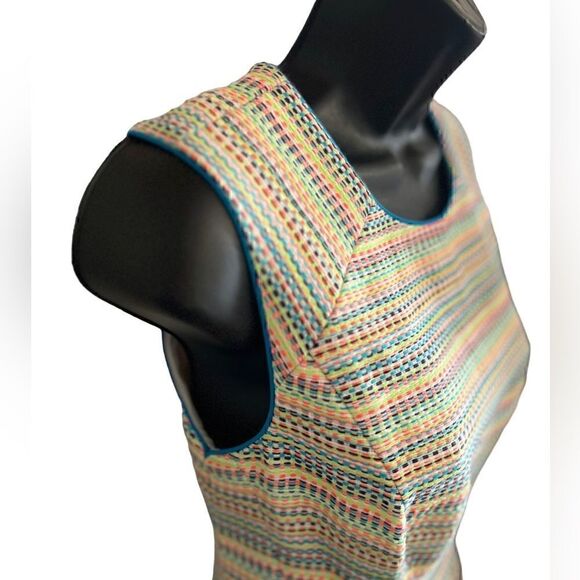 Shoshanna Prism Neon Pleated Fit and Flared Retro Dress - Picture 14 of 15